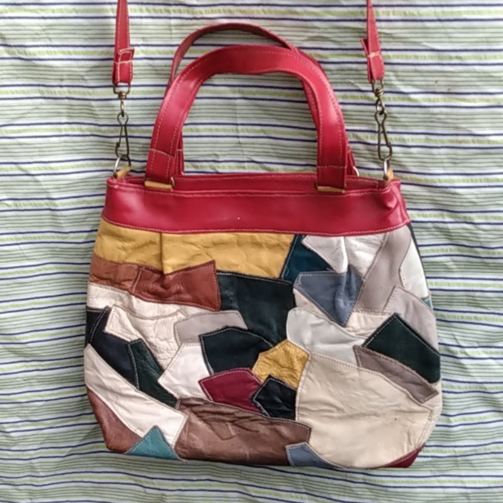 HIPPIE Vintage RED Multicolor PATCHWORK BOHO GYPSY SHOULDER BAG PURSE POCKETBOOK